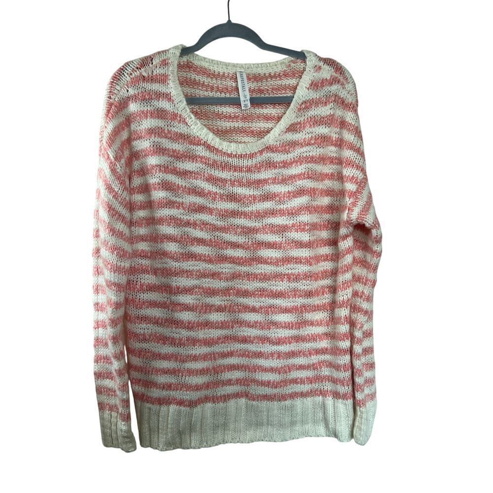 Aeropostal Pink and White Striped Womens Sweater Size Large